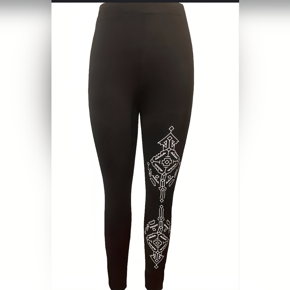 Women's Leggings with White Geometric Design